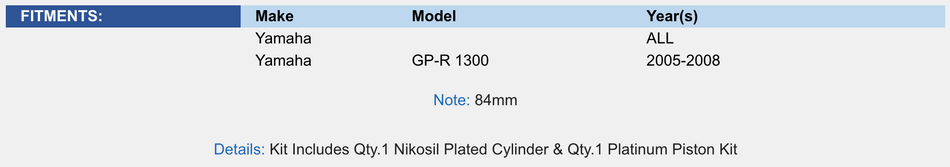 Cylinder Kit; Yamaha 1300 05-08