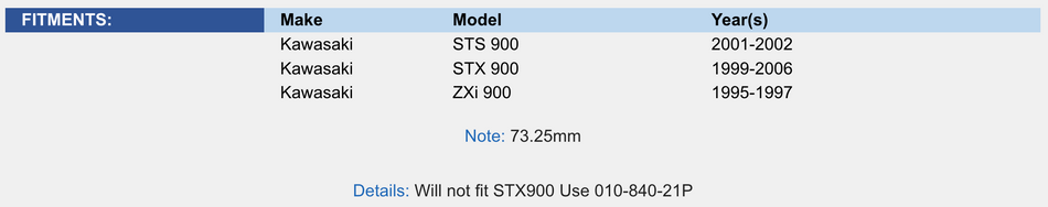 Top End Rebuild Kit; Kawasaki 900 STS / STX / ZXi 95-06 .25mm Over Platinum