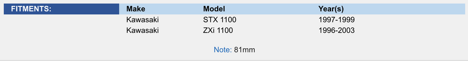 Top End Rebuild Kit; Kawasaki 1100 STX / ZXI 96-03 1mm Over Platinum