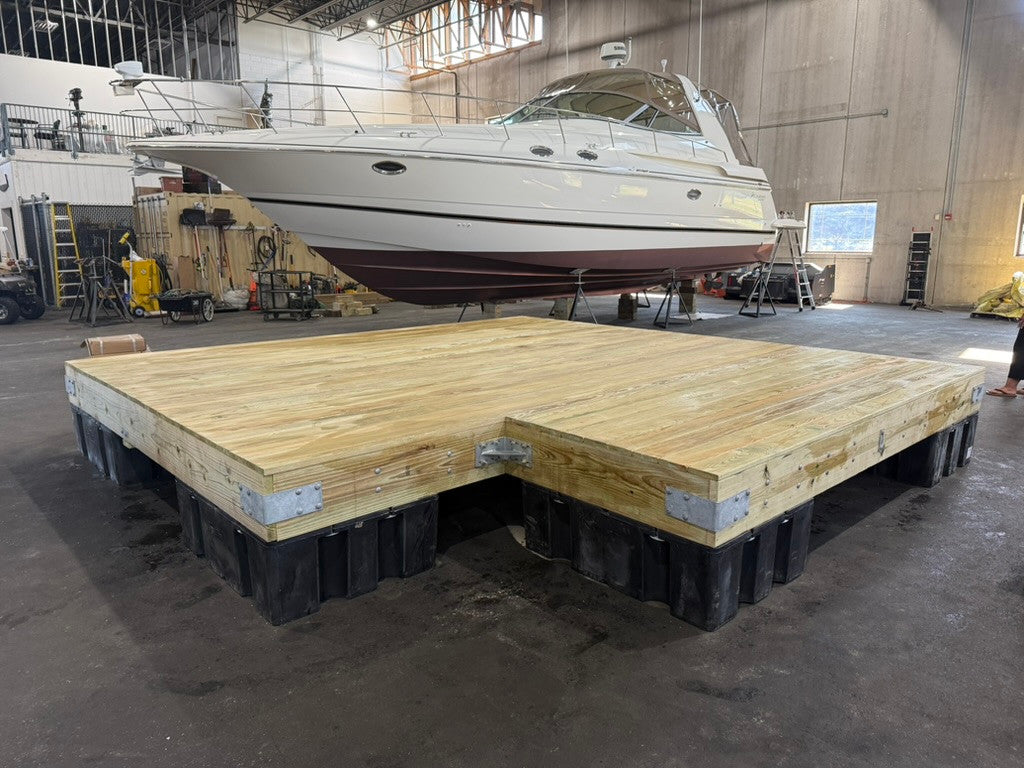 Completed dock platform in the workshop